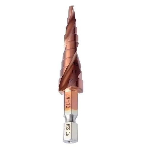 Broca de paso de cobalto 0.157-0.472 in, flauta espiral M35 multi-agujero 9 tamaños de pasos vástago hexagonal avellanado perforación corte ampliar