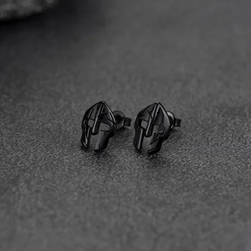 Miniatura 8 de FaithHeart Spartan - Aretes de casco para hombres y mujeres, acero inoxidable, chapado en oro de 18 quilates, joyería de Grecia con delicado