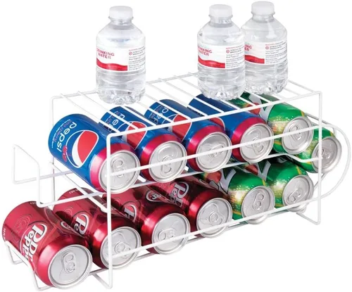 Miniatura 8 de mDesign Organizador de 2 niveles de alambre de metal con estante superior para despensa de cocina, encimera, gabinete, capacidad para 12 latas