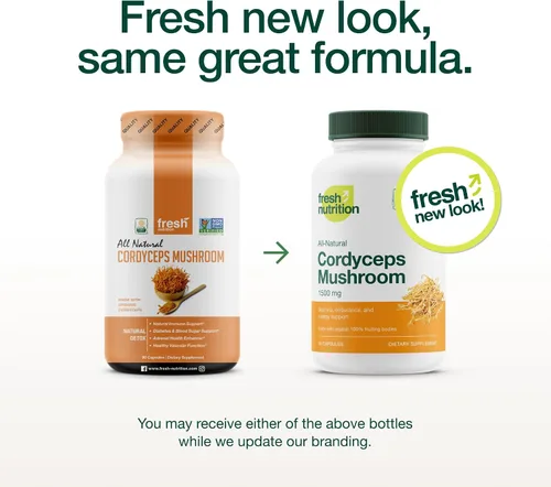 Miniatura 2 de Cápsulas Cordyceps orgánicas (extracto de hongo Cordyceps Sinensis) - 1500 mg por porción - Apoyo de energía y resistencia - Rico en alfa glucano