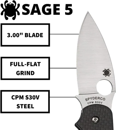 Miniatura 3 de Cuchillo de hoja plegable Spyderco Sage C123CFPCL con 5 cierres de compresión.