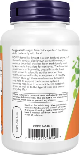 Miniatura 3 de NOW Extracto de Boswellia, 250 mg, 120 cápsulas vegetales, alimentos