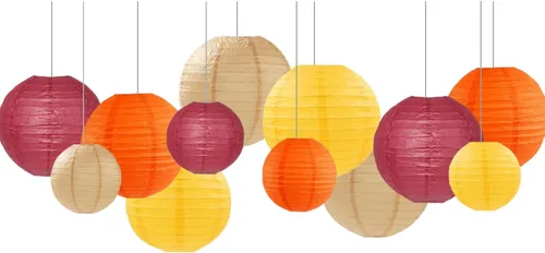 Miniatura 24 de Linternas de papel decorativas verdes y naranjas, 15 piezas, para colgar en fiestas de despedida de soltera, boda, cumpleaños, baby shower