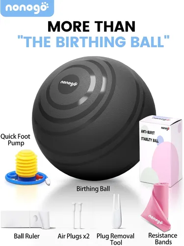 Miniatura 8 de nonogo Bola de parto para embarazo con bandas de resistencia, pelota de ejercicio para entrenamiento, yoga, terapia física, fisio de maternidad