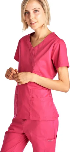 Miniatura 4 de Dagacci Medical Uniform Conjunto de ropa quirúrgica elástica y suave con cuello en Y y pantalones para mujer