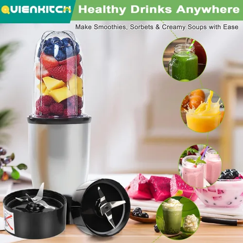 Miniatura 6 de Cuchillas para licuadora, paquete de 2 piezas de repuesto compatibles con Magic Bullet 250W MB1001, acero inoxidable y plástico con juntas