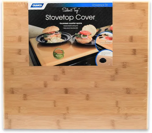Miniatura 6 de Camco Cubierta para fregadero RV Oak Accents Cuenta con acabado brillante resistente, no tóxico, patas de goma ajustables y mide 13 x 15 pulgadas