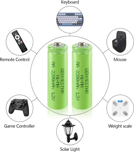 Miniatura 4 de Baterías AA recargables NIMH 1.2V Doble A 2200mAh Batería 8 Pack