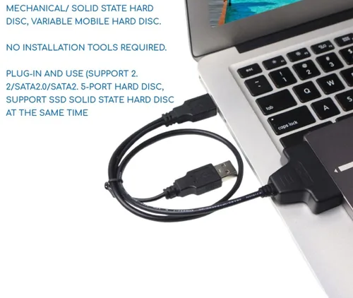 Miniatura 5 de KUJOBUY Adaptador de cable SATA a USB 2.0 para disco duro HDD de 2.5 "Conector de disco duro SSD de 22 pines 7+15 Cable SATA 1 2 3 Convertidor