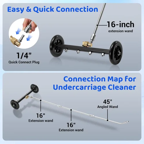 Miniatura 5 de Tool Daily - Accesorio para lavadora a presión de chasis de 16 pulgadas, limpiador de chasis de doble función con cañón de espuma de 1 litro, escoba