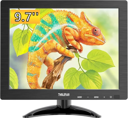 Monitor pequeño de 9.7 pulgadas 1024 x 768, monitor portátil 4:3 con puerto USB, HDMI, VGA, AV, BNC, 60Hz, VESA, altavoz incorporado, control remoto