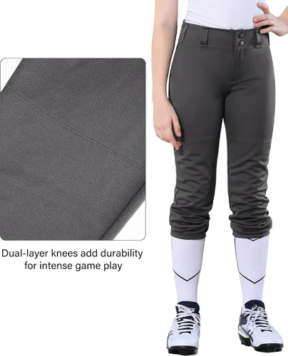 Miniatura 5 de Stelle Pantalones de sóftbol para niñas, pantalones de béisbol para jóvenes, pantalones de lanzamiento rápido con bolsillos, camiseta para niños