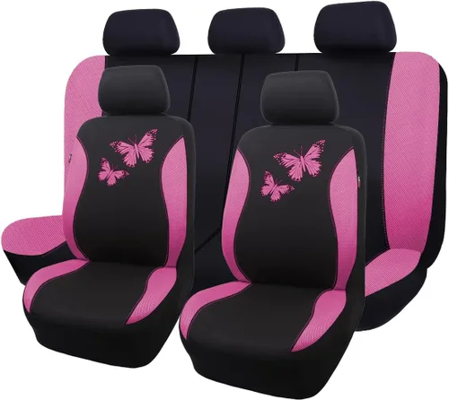 Miniatura 13 de Flying Banner - Juego completo de fundas para asiento de automóvil Butterfly, estilo universal de moda para mujer, para banco trasero (divisible)