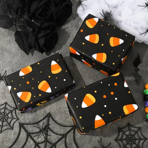 Miniatura 5 de Whaline 100 piezas de papel de seda de maíz de caramelo, papel de regalo temático de Halloween, papel de embalaje colorido, papel de manualidades