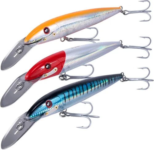 Miniatura 10 de Dr.Fish Señuelos de pesca de buceo profundo de 13 a 20 pies, señuelos de pesca dura de agua salada de 7.5 pulgadas, anzuelos agudos de buceo