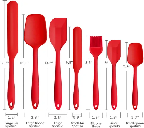 Miniatura 7 de P&P CHEF - Juego de 7 espátulas de silicona resistentes al calor, juego de utensilios de cocina para cocinar antiadherentes, mezcla de hornear