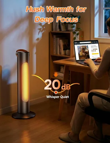 Miniatura 5 de Combo de calentador de torre y ventilador de 25 pulgadas para uso en interiores, calentadores eléctricos de 1500 W, 6 protecciones de seguridad
