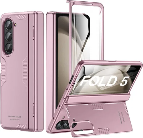 Miniatura 13 de Funda para Samsung Z-Fold-5: [Soporte oculto] [Carga inalámbrica] Funda delgada con protección de bisagra ligera con protector de pantalla - Funda