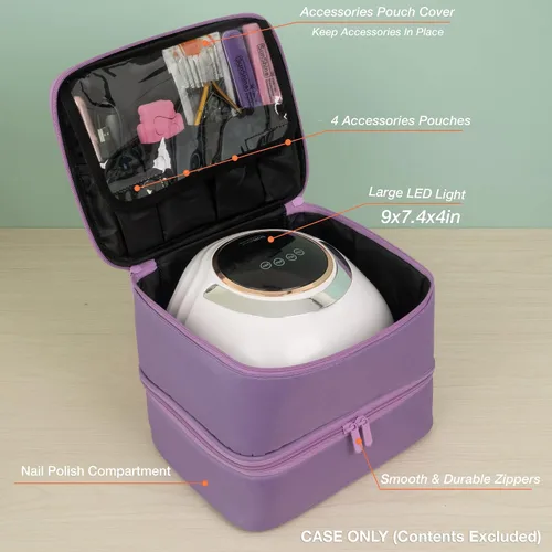 Miniatura 5 de ButterFox Estuche organizador de esmalte de uñas con capacidad para 60 botellas, se adapta a lámpara de uñas, almacenamiento de doble capa