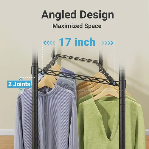 Miniatura 3 de VIPEK R2 Pro - Perchero enrollable para ropa de 2 lados, resistente con ruedas, estantes ajustables, varillas para colgar, armario portátil