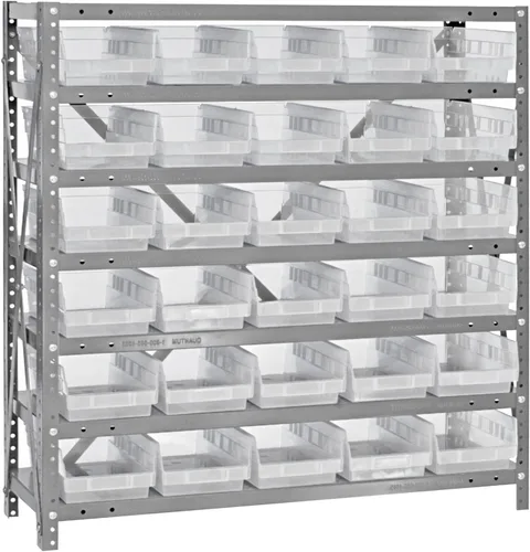 Miniatura 72 de Quantum QSBU-245BK Heavy Duty Shelving Unit with (7) Shelves and (24) QUS245 Black Bins for Garage Warehouse Storage Distribution 400 lb Load