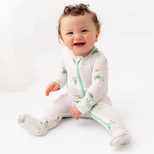 Miniatura 2 de Pijama suave de viscosa de bambú para bebé, cierre de cremallera, 0-24 meses