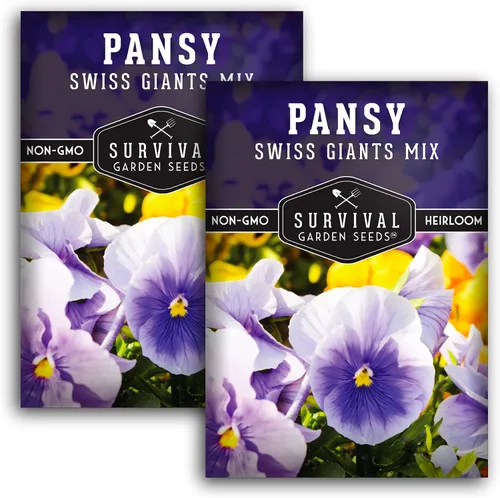 Miniatura 10 de Survival Garden Seeds - Semillas de pensamiento Swiss Giant Mix para plantar - Paquete con instrucciones para plantar y cultivar pensamientos
