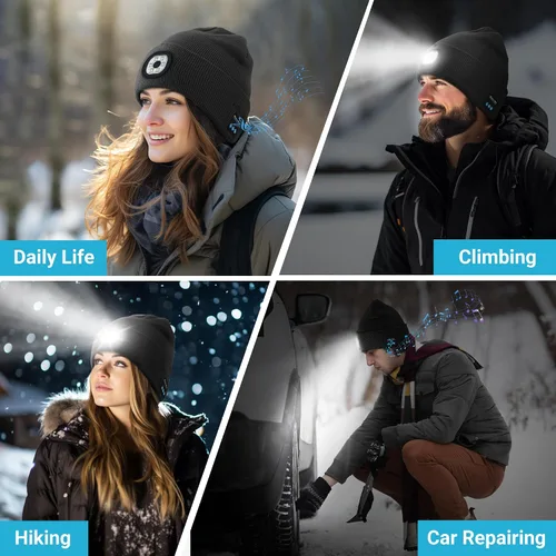 Miniatura 6 de Bluetooth Beanie with Light, LED Beanie with Built-in Speaker and Microphone, Unique Gifts for Men Women