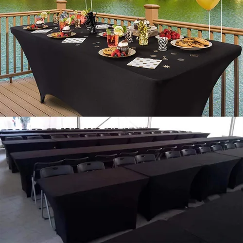 Miniatura 6 de Reliancer Mantel rectangular de elastano ajustado a la mesa para fiestas al aire libre, exhibición, DJ, banquetes, comerciantes, recepción de boda