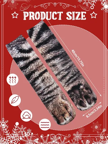 Miniatura 2 de 10 pares de calcetines de pata de animal de Navidad, novedosos calcetines impresos en 3D, calcetines de pies de animales para mujeres, hombres