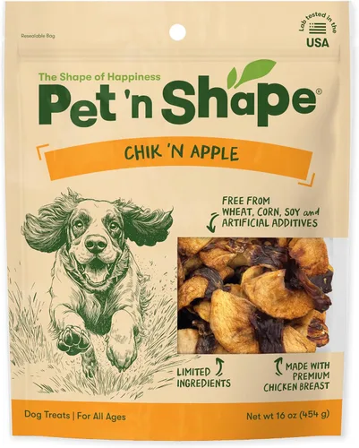 Pet 'n Shape Chik 'n Apple Jerky - Golosinas para perros envueltas naturales – 16 onzas