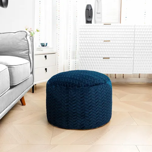 Miniatura 3 de Asuprui Puf Otomano Redondo Sin Relleno Puf Otomano Sin Relleno Reposapiés de Piel Sintética Suave 20x20x12 Pulgadas Silla Mullida Puf de Suelo