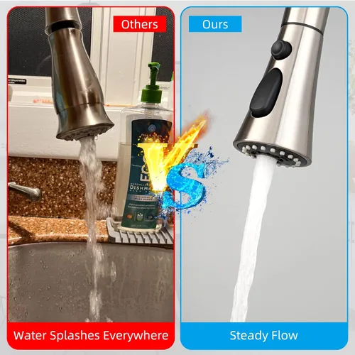 Miniatura 4 de iFealClear Reemplazo universal de cabezal de grifo de cocina, 3 modos de cabezal rociador de grifo extraíble, compatible con Moen Delta, equipado