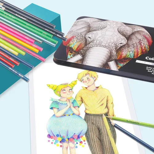 Miniatura 8 de KALOUR Juego de 180 lápices de colores para adultos y artistas - Núcleo blando de pigmento rico - 12 lápices metálicos - Ideal para colorear