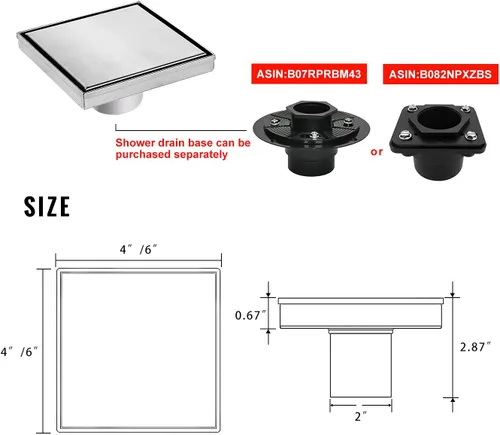 Miniatura 30 de SaniteModar Drenaje de ducha lineal de 48 pulgadas con inserción de azulejos Stealth y paneles 2 en 1 de acero inoxidable 304 cepillado pulido.