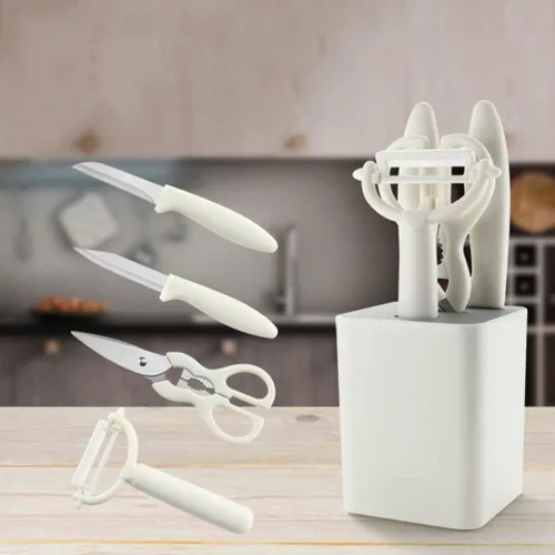 Miniatura 7 de Juego de cuchillos de cocina de acero inoxidable con cuchillas de bloque: para cortar carne, pelador de carne para rebanar, pelar frutas, verduras