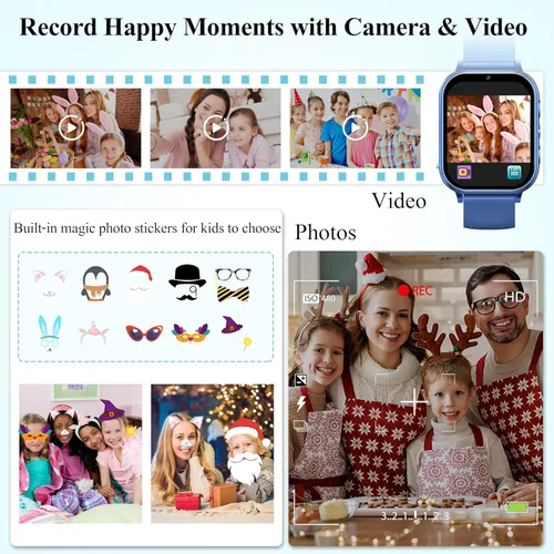 Miniatura 3 de KALINCO Reloj inteligente para niños, con más de 30 juegos, cámara, video, podómetro, reloj para niños, reproductor de música, alarma, audiocuento