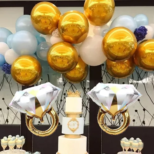 Miniatura 4 de 2 globos de aluminio con anillo de diamantes, suministros para bodas, despedidas de soltera, matrimonios, compromisos