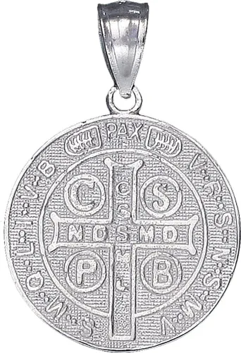 Miniatura 2 de Collar con colgante reversible de plata de ley con medalla de San Benito, 0.984 in