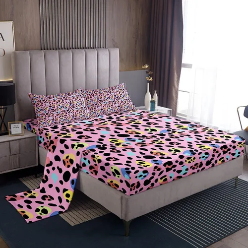 Miniatura 2 de Erosebridal Juego de sábanas para niñas, color rosa, con estampado de animales, tamaño individual, para niños, adolescentes, coloridas sábanas