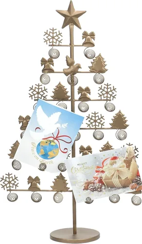 Miniatura 2 de Red Co. Soporte decorativo para tarjetas de árbol de Navidad y fotos de 27.5 pulgadas de alto con acabado de bronce
