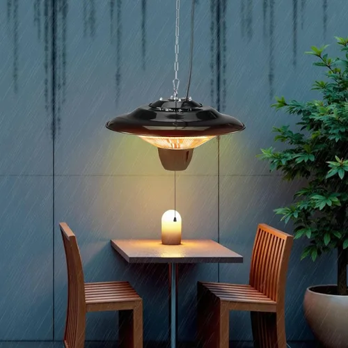 Miniatura 8 de VEVOR Calentador de patio colgante, calentador infrarrojo eléctrico de 1500 W, protección IP34 con cable de tracción de 23.6 pulgadas y cadena