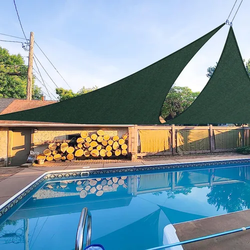 E&K Sunrise - Toldo parasol triangular de 12 x 12 x 12 pies, bloquea los rayos UV, para patio, jardín, al aire libre (verde)