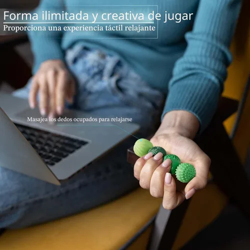Miniatura 4 de luckdoor Bolas Magnéticas de Silicona Fidget para Adultos y Adolescentes, 4PCS Juguetes Sensoriales para Aliviar el Estrés para Autismo TDAH Verde