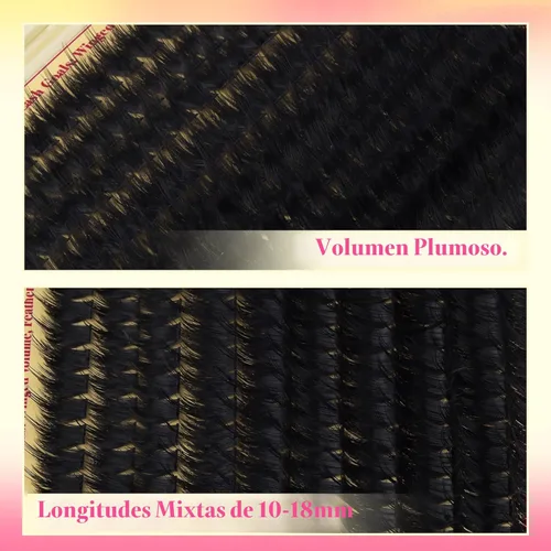 Miniatura 8 de Extensiones de racimos de pestañas voluminosas con racimos de manga puntiagudos, 300D, pestañas de 10-18 mm de grosor, extensiones de pestañas