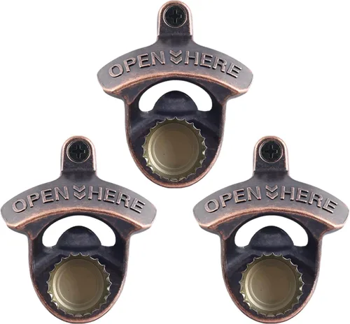 Miniatura 22 de Abrebotellas de cerveza magnética negra para montar en la pared, con imanes incrustados, 5 unidades Negro