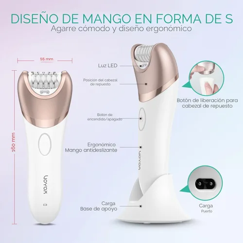 Miniatura 7 de VOYOR Depiladora para mujer, depiladora 3 en 1 para mujeres, depiladora depiladora para piernas y brazos con 30 pinzas, afeitadora eléctrica
