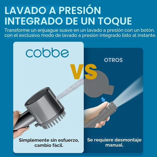 Miniatura 3 de Cobbe Cabezal de ducha filtrado con mano, cabezal de ducha 4+1 modo de pulverización con filtros, lavado eléctrico integrado para agua dura, elimina