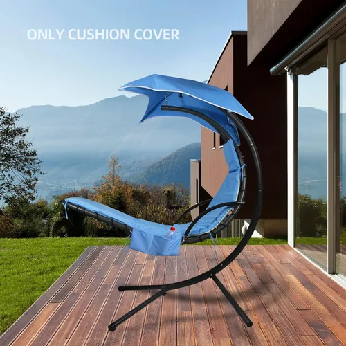 Miniatura 7 de MICTONY Funda de cojín de repuesto para silla de salón colgante para exteriores, tela suave impermeable (cojín no incluido), color azul