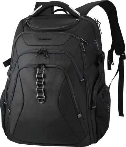 KROSER Mochila de viaje para laptop de 18.4 pulgadas XXXL mochila para juegos con carcasa rígida Saferoom bolsillos RFID repelente al agua, mochila